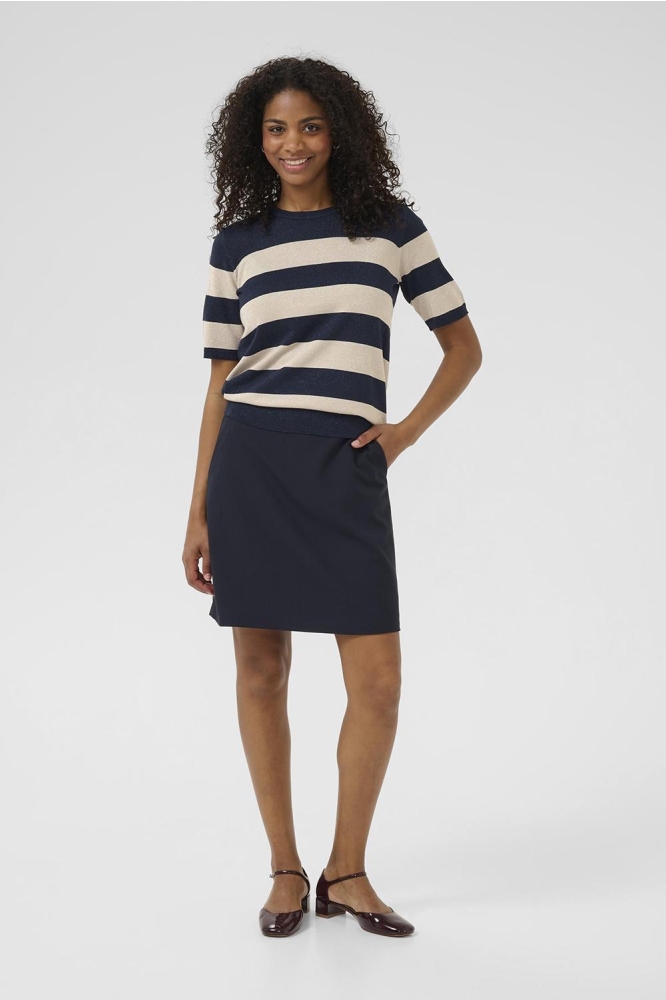 KAREGINA STRIPED PULLOVER 10510652 MIDNIGHT/FEATHER WIDE STRIPE